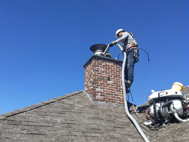 Dedicated Moreno Valley Chimney Sweep team member cleaning a chimney in Moreno Valley, CA