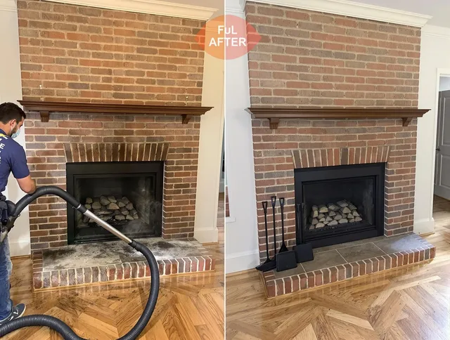 Moreno Valley Chimney Sweep carefully sanitizing a fireplace in Moreno Valley, CA