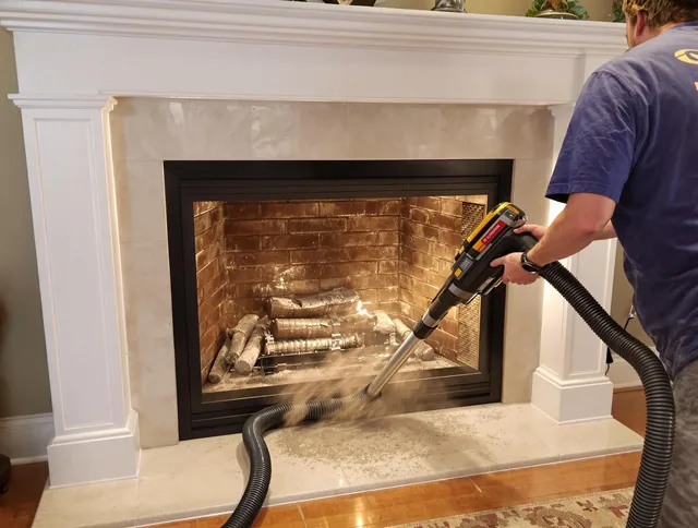 Fireplace cleaning performed by Moreno Valley Chimney Sweep in Moreno Valley, CA